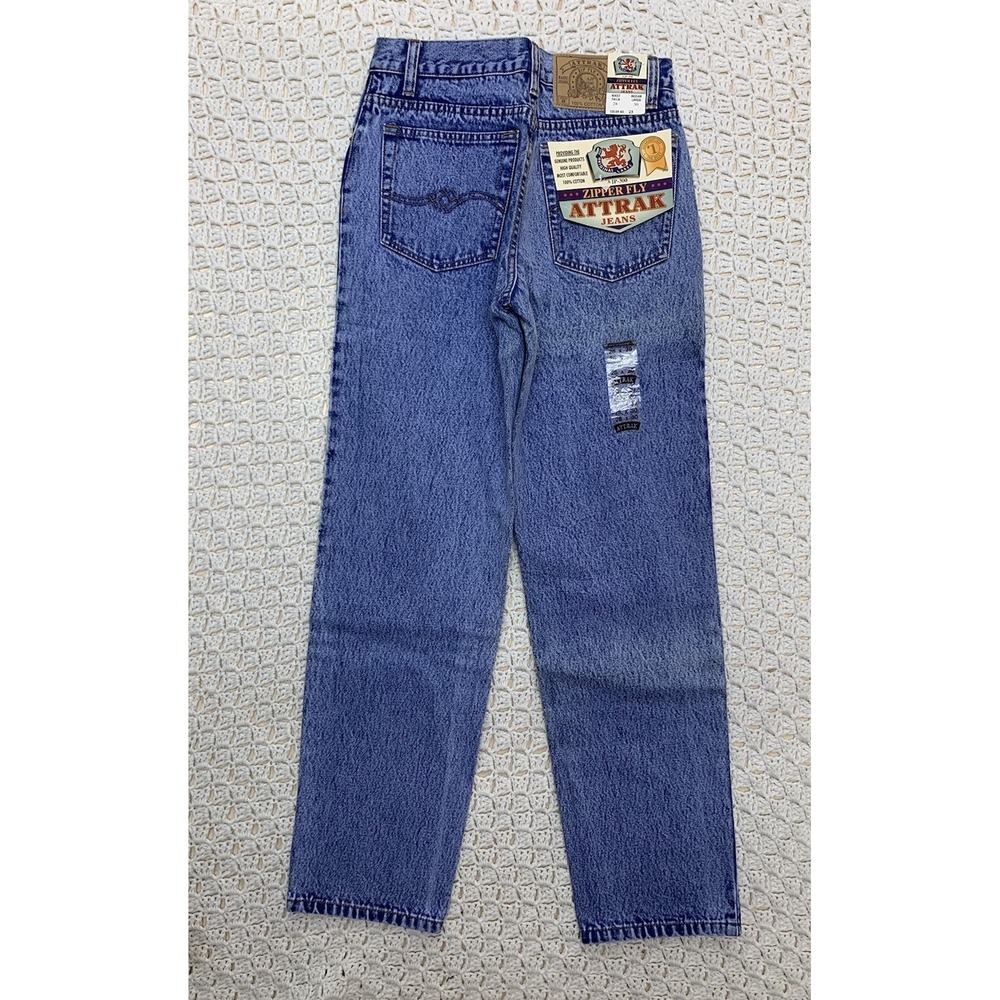 NWT Attrak Jeans Mens Tag 28x30 Approx 24x29‎ Blue Denim Straight Leg Zipper FLY